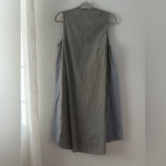 Alembika Ombre stripe Sleeveless oversized linen  blend midi dress in Smoke Sz 2 - Picture 5 of 8